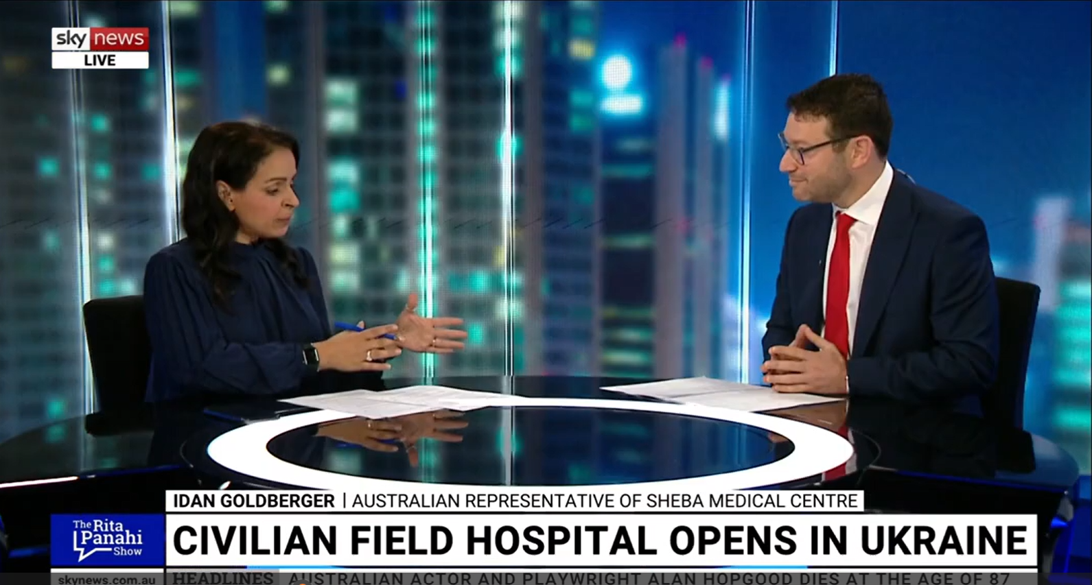 Idan Goldberger being interviewed on The Rita Panahi Show